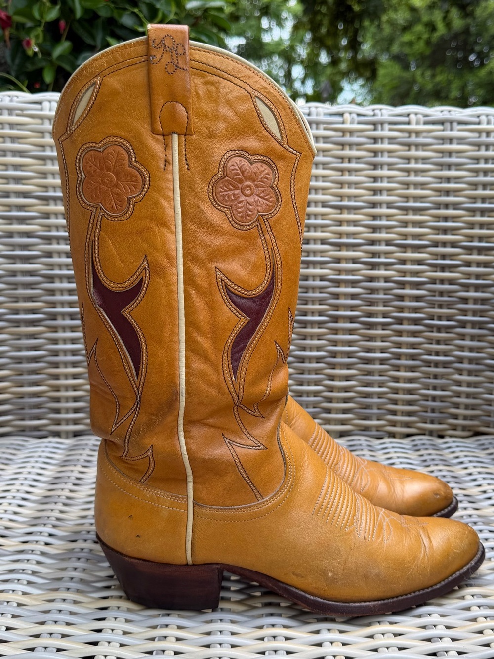 Vintage Ralph Lauren Cowboy Western Boots 7.5 8 Tooled 70s Rodeo Queen - Picture 13 of 16